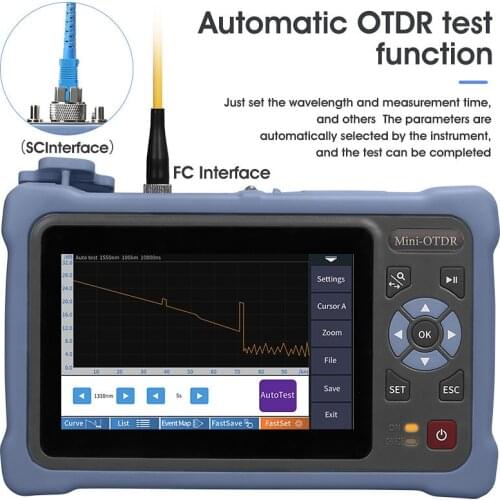 Free shipping MINI OTDR 1310/1550nm 26/24dB Fiber Optic Reflectometer Touch Screen VFL OLS OPM Event Map Ethernet Cable Tester