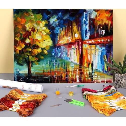 Shining Drops Printed Water-Soluble Canvas 11CT Cross Stitch DIY Embroidery Set DMC Threads Hobby Handiwork work Jewelry