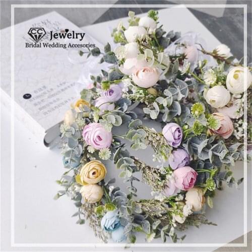 CC Wedding Hairband Flower Headband Engagement Hair Accessories for Bride Women Jewelry Party Beach Hairwear 100% Handmade 4001