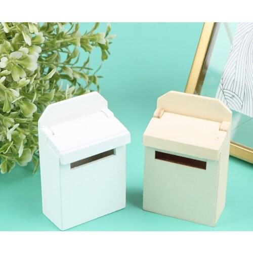 1Pc 1/12 Scale Wooden Mailbox Newspaper Box Dollhouse Miniature for Fairy Garden Door Decor Kids Furniture Toys
