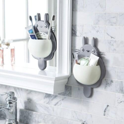Cute Suction Cup Toothbrush Holder Nail-free Toothpaste Storage Rack-free Perforation Bathroom Wall Suction Tooth Holder