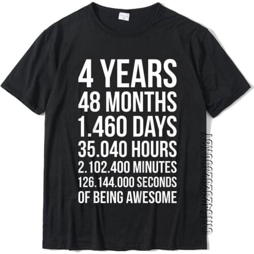 Kids Awesome 4th Birthday Shirt Funny 4 Year Old Birthday Gift Plain Male Top T-Shirts Cotton Tops Tees Hip Hop