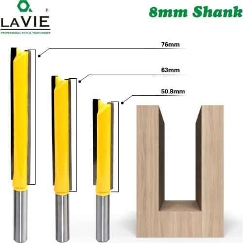1PC 8mm Shank extended Carpenter Milling Cutter Straight Woodworking Router Bit Set Trimming machine Cuttermm Cutting Diameter