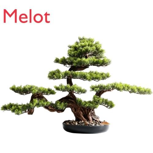 Chinese Style Artificial Greeting Pine Villa Living Room Hallway Ornaments Office Desktop Beauty Pine Tree Arhat Tree Pot