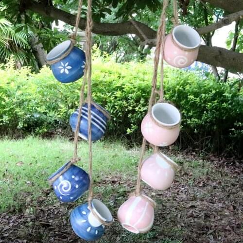 Ceramic Wall-mounted Flower Pot Container Home Hanging Succulent Plant Flowerpot Modern Garden Balcony Bonsai Pot Decorations