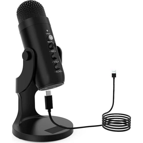 USB condenser microphone computer mobile phone game live K song recording microphone private mode with monitoring type-c