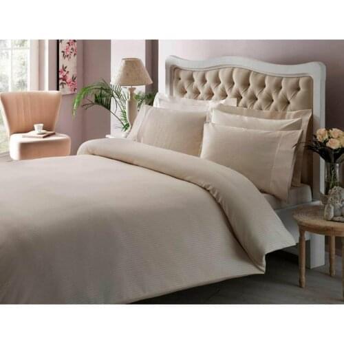 Crown Stripe Satin King Size Duvet cover set Cream