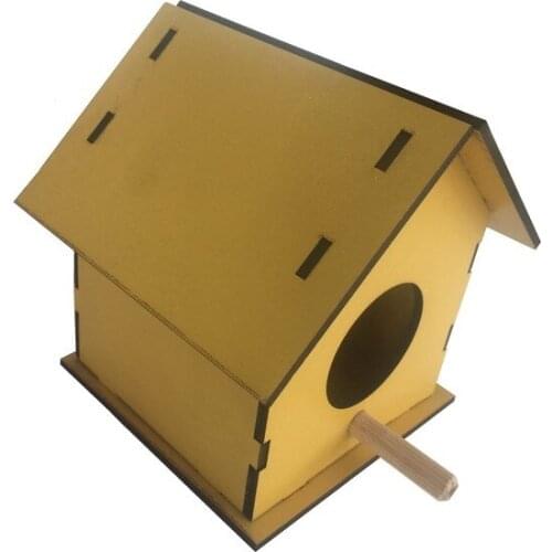 Colorful Wooden Bird House Yellow 10 X10X12 paintable decorative objects декоративные предметы под роспись