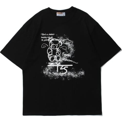 Summer 2021 New Mens And Womens Street Fashion Loose Casual Cartoon Bear Couples Top Short Sleeve T-shirt Tee