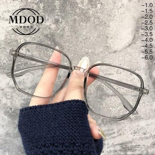 -1.0 to -6.0 Metal Anti-blue Myopia Glasses Women&Men Big Oversized Glasses Frame Nearsighted Prescription Glasses Diopter UV400