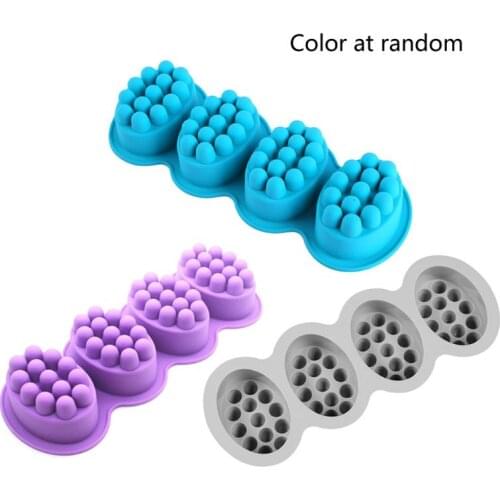 4 Cavities Oval Massage Soap Mold Massage Bar Silicone Molds For DIY Soap Chocolate Candle Polymer Clay Making