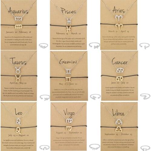 Fashion 3Pcs Set Twelve Constellation Pendant Necklace Bracelet Ring Set Clavicle Necklaces for Women Jewelry Set Birthday Gift