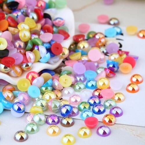 100pcs 6mm Half Round Pearl Beads Flatback Colorful Acrylic Imitation Pearls Diy For Jewelry Making Wedding Home Decor Craft