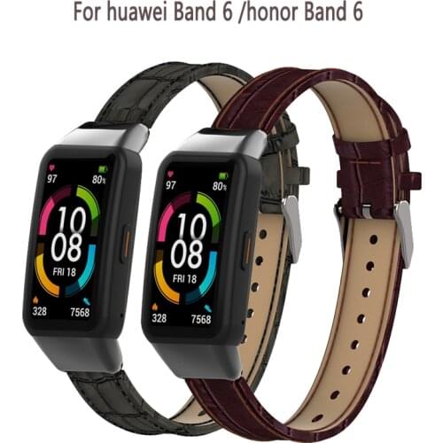 Leather Strap For huawei Band 6 Smart Wristband Replacement Watch Strap Genuine Leather For Honor Band 6 Accessories