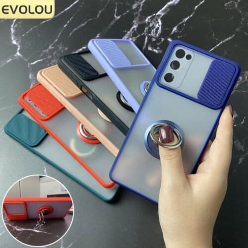 Ring Holder Stand Case for Samsung A72 A52 5G A32 4G A12 A42 A51 A71 S10 Lite F62 S21 Ultra Slide Camera Lens Protection Cover