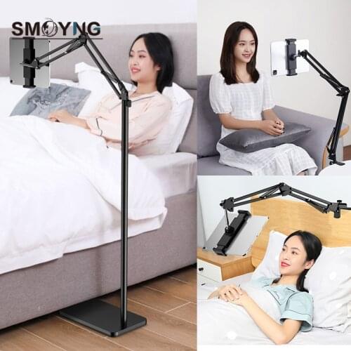 SMOYNG 160cm Liftable Flexible Arm Tablet Phone Floor Stand Holder Support For 5-13 Inch iPhone IPad Pro12.9 Lounger Bed Mount