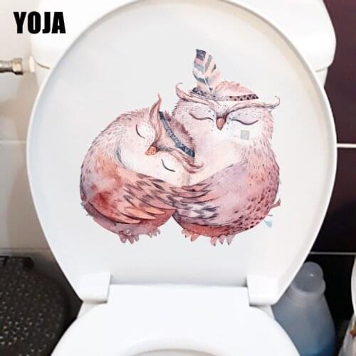 YOJA 22.6×22CM Happy Owl Home Bedroom Decor Wall Stickers Personality Animal Toilet WC Accessories T1-2705