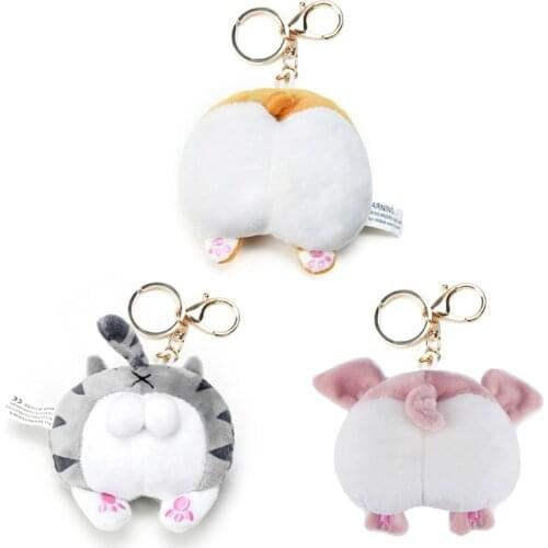 Funny Corgi Cat Cat Pig Butt Cartoon Animal Key Chain Pendant Rust-Proof Key Chain Accessories Wallet Handbag