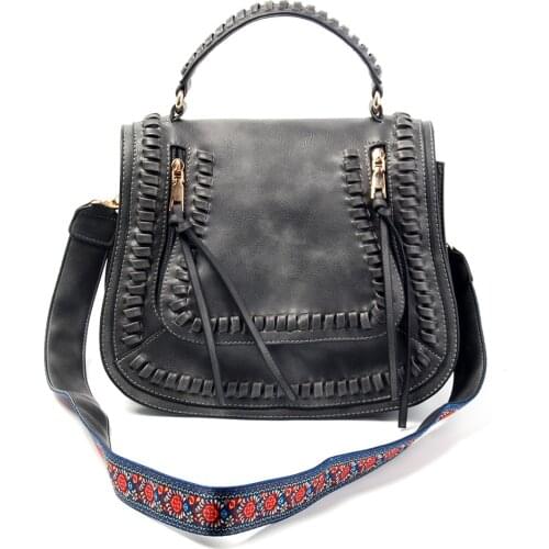 Women Shoulder Bag Messenger Bag Woven Flip Shell Bag Colorful Geometric Pattern Jacquard Strap Bags