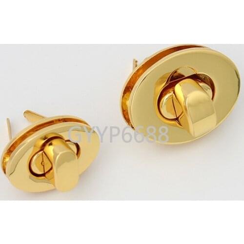10-50-100 pieces 2 sizes 26x16mm 29x22mm twist lock oval decorative lock purse bags deep gold lock metal hardware