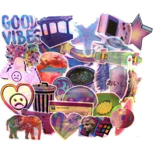 10 Sets=730PCS Rainbow Star Laser Sticker Trolley Case Skateboard Guitar Sticker