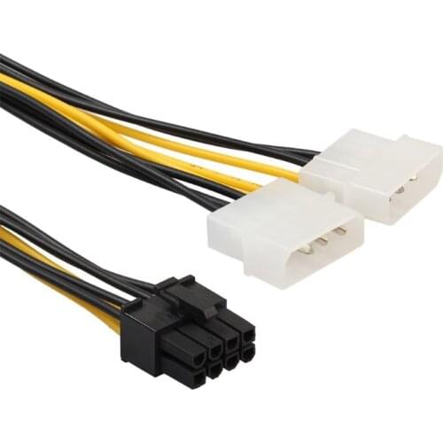 18Cm Dual 4Pin To 8Pin(6+2) Graphics Card Power Line Dual 4Pin To 8Pin Graphics Cable Supply Dual D Port Graphics Adapter Cord