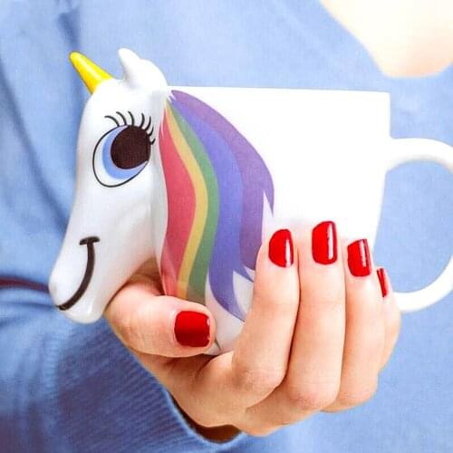 Hot sale 300ml 3D color changing mug Creative Ceramic Coffee tea Cup Cute Cartoon Unicorn Mugs gifts Porcelain Cup for Children