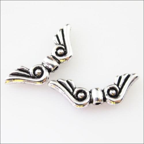 40Pcs Tibetan Silver Lovely Wings Spacer Beads Charms 7x20.5mm