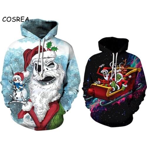 Anime Nightmre Before Christmas Costumes Hoodies Sweatshirts Mens Halloween Hoody Sweatshirt Print Pullover for Women