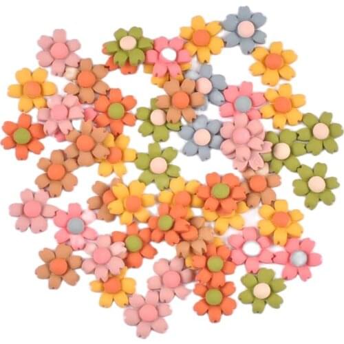 17mm 30pcs Mixed color Flat Back Planar flower Resin beads Scrapbook Craft DIY phone decor Headwear accessories No Hole cp3147-3