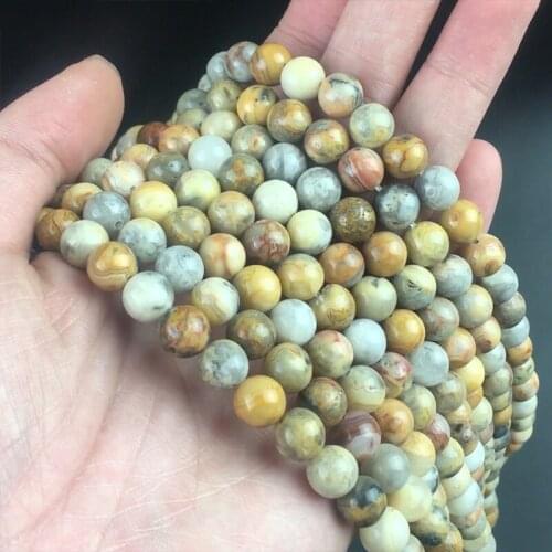 Natural Crazy Agates Stone Beads Round Loose Spacer Beads For Jewelry Making DIY Bracelet Accessories 15'' Strands 4/6/8/10/12mm