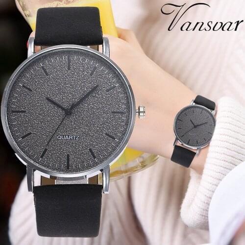 Vansvar Dropshipping Fashion Unisex Watches Women Men Casual Leather Hour Quartz Analog Wristwatches Clock Relogio Feminino 533