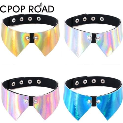 Cpop Egirl Laser Colorful Faux Leather Choker for Women Sexy Night Club Collar Choker Necklace Accessories Punk Party Jewelry