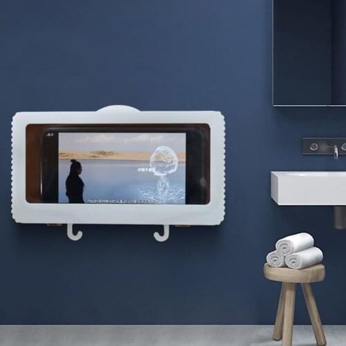 Phone Holder Waterproof Case Box Wall Mounted All Covered Sealed Touchable Mobile Phone Shelves Self-Adhesive Shower Accessories