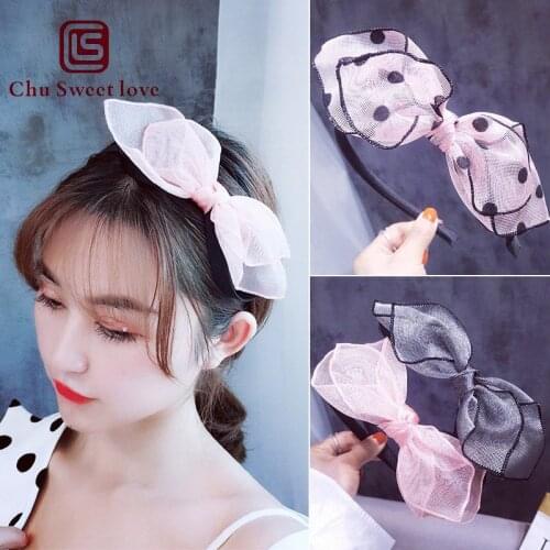Beautiful Bow Dot Printing Children Headbands Princess Hair Bands Girls Hair Bows Scrunchie Ribbon Handmade Hair Accessories
