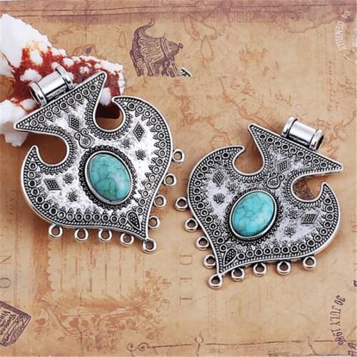 DoreenBeads Zinc Based Alloy Chandelier Connectors silver color Arrowhead Green Imitation Stone 65mm(2 4/8") x 51mm, 2 PCs