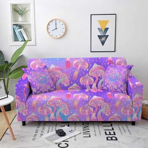 Elastic Sofa Cover For Living Room Mushroom Printed Sofa Slipcover Sectional Couch Cover Corner Sofa Cover 12/3/4 Seater