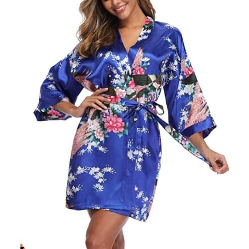 Floral satin supper soft robe wedding bridal party gift robe lady night gown sleepwear bath robe bridesmaid robes WQ79