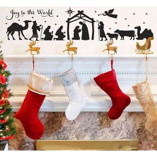 Joy To The World Vinyl Wall Decal Nativity Scene Wall Art Stickers Christian Decor Mural Mantel Christmas Holiday Decor LL2422