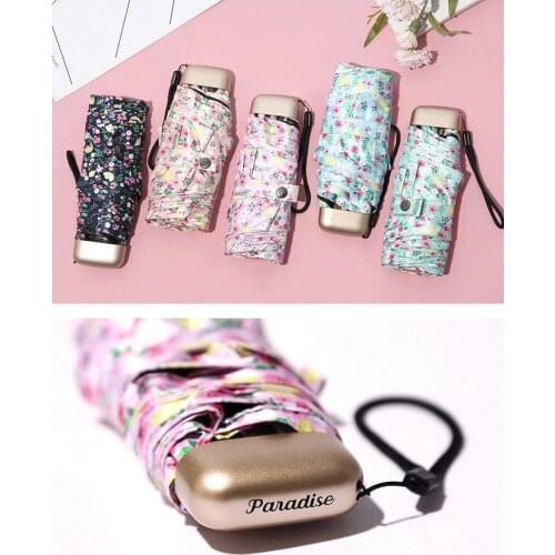 Suncreen Anti UV Pocket Umbrella - Compact 6 Ribs Portable Sunny &Rainy Lightweight 195g Windproof Sunscreen for Girls Student