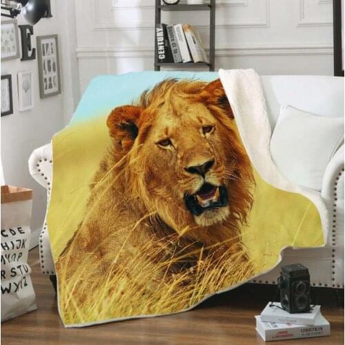 Lion 3D Bedding Outlet Good Quality Blanket Sherpa Blanket Plush Velvet Warm Sheet Cartoon Office Nap Blanket Style 16