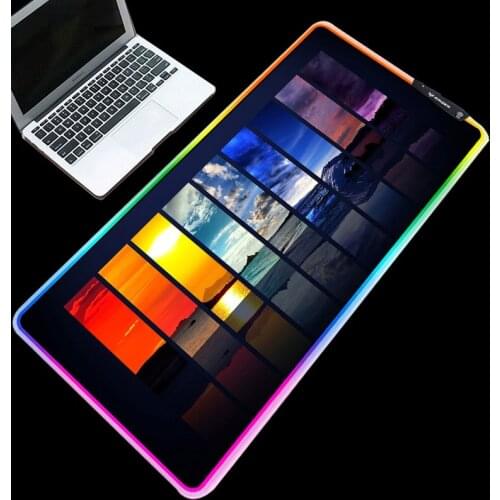 Mairuige Exquisite weather pattern beauty RGB table mat LED light lighting durable mouse pad large size keyboard pad