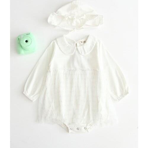 Lovely cozy newborn baby dress Spring autumn blingbling dot mesh infant jumpsuit for girls onesie clothes toddler bodysuit 0-24m