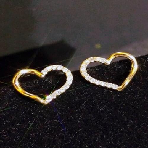 Milangirl Romantic Cute Sweet Mini Love Heart Shape Buckle Stud Earrings Female Hollow Out Golden Girl Women Fashion Jewelry