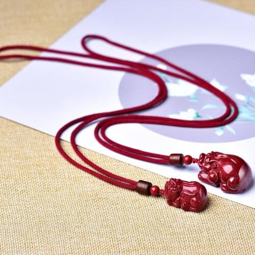 Natural Purple Cinnabar PiXiu Pendant Necklaces Manual Rope Women Men Lucky Necklace Fashion Jewelry Gift Dropship
