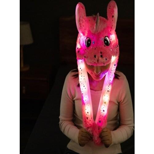 New Halloween Christmas Various Flashing Cute Hat with Moving Ears Cartoon Hat Magic Flashing Plush Toy For Kids Holiday Hat