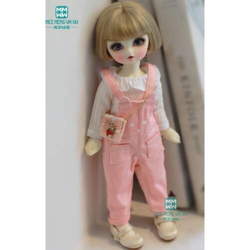 BJD doll clothes fits 27cm-30cm 1/6 BJD doll fashion Lace shirt+ pink fashion jumpsuit
