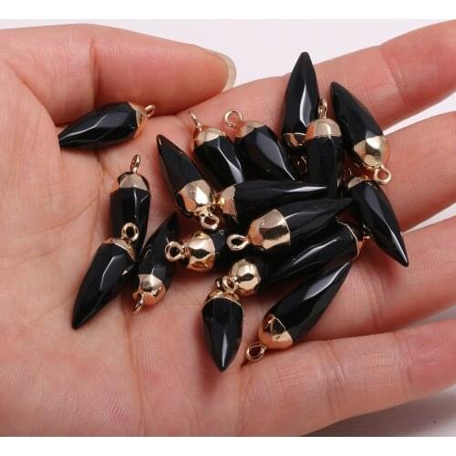 Natural Stone Pendant Chili Shaped Facted Pendant for Jewelry Making Diy Earring Necklace Accessories Healing Gift Size13x26mm