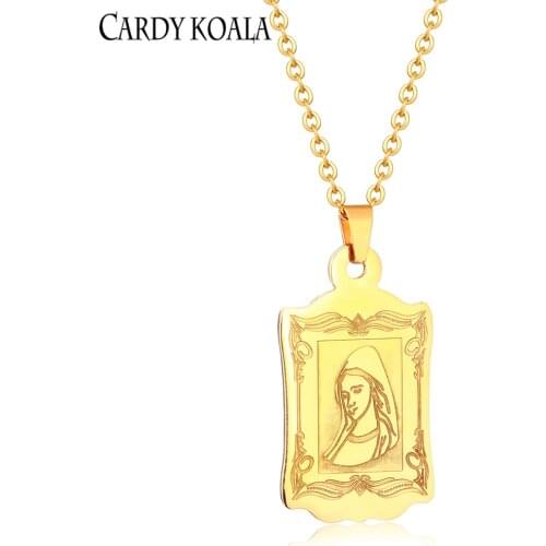 Ins square brand titanium steel retro girl pendant necklace pendant