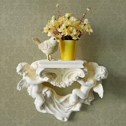 Modern Wall Shelves Angel State Sculpture Living Room Decorative Hanging Shelf Vase Storage Rack Resin Crafts Holder